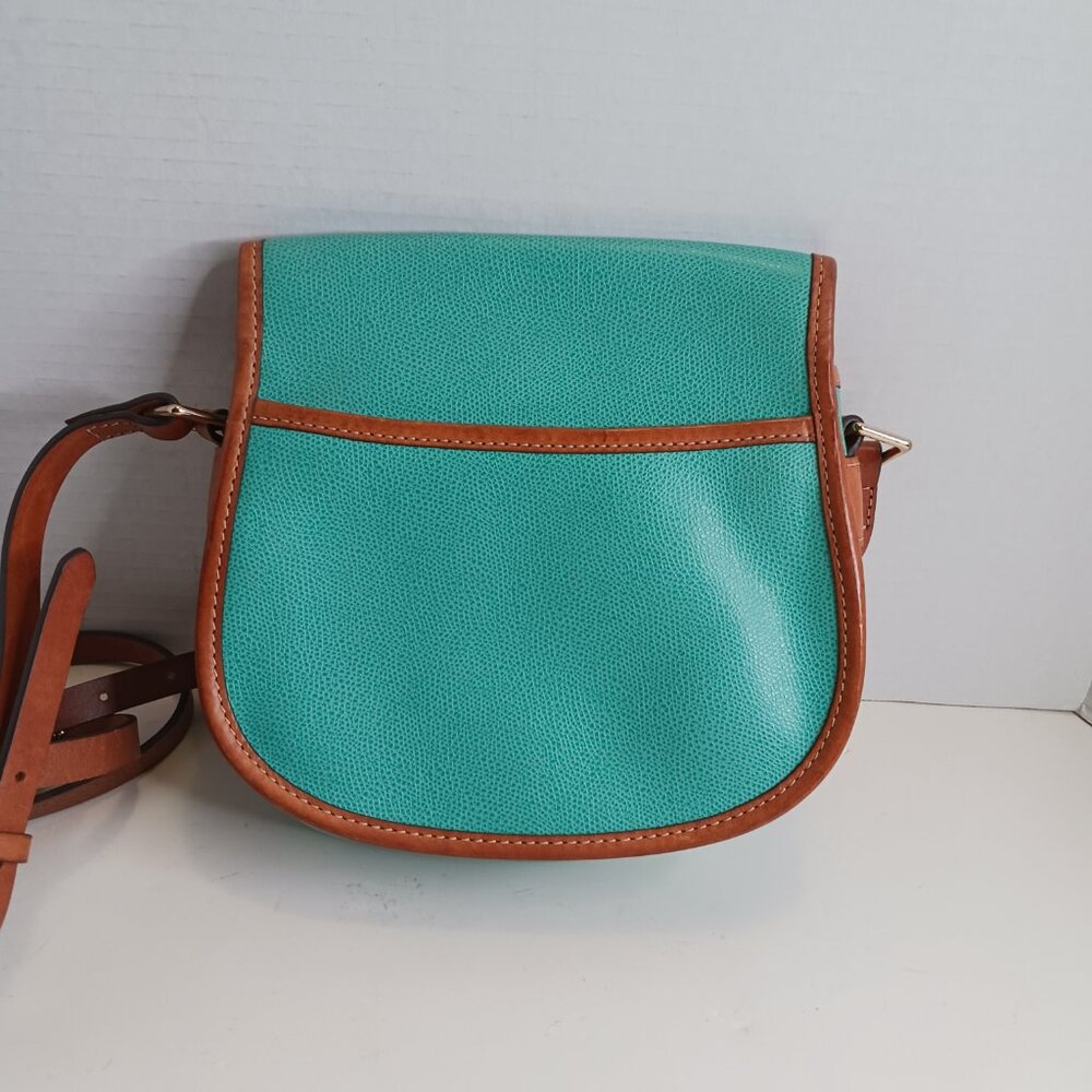 Dooney & Bourke Designer Teal Saddle Bag Flap Crossbody Purse Handbag - Picture 3 of 16